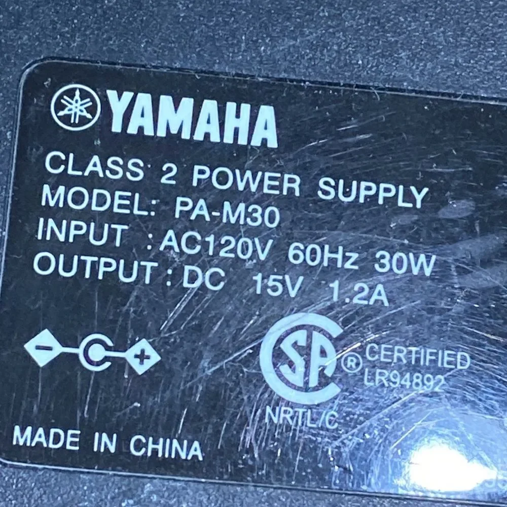 Yamaha class 2 power supply model PAM30 AC 120V 60 HZ 30 W keyboard powe…